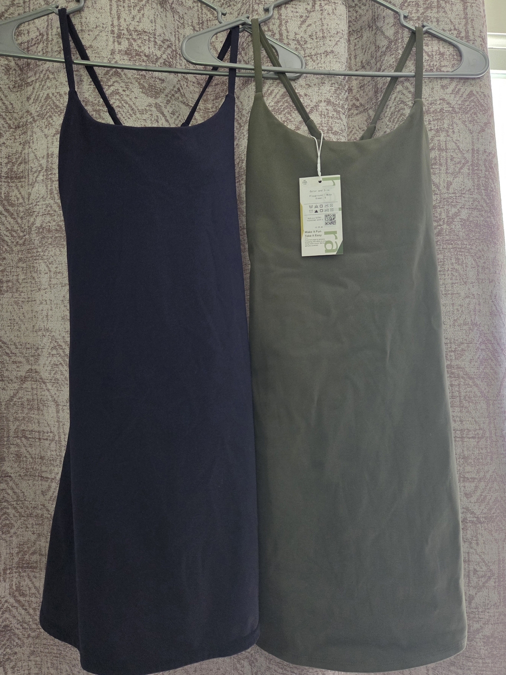HALARA Navy and Olive Slip Chemise with Adjustable Straps